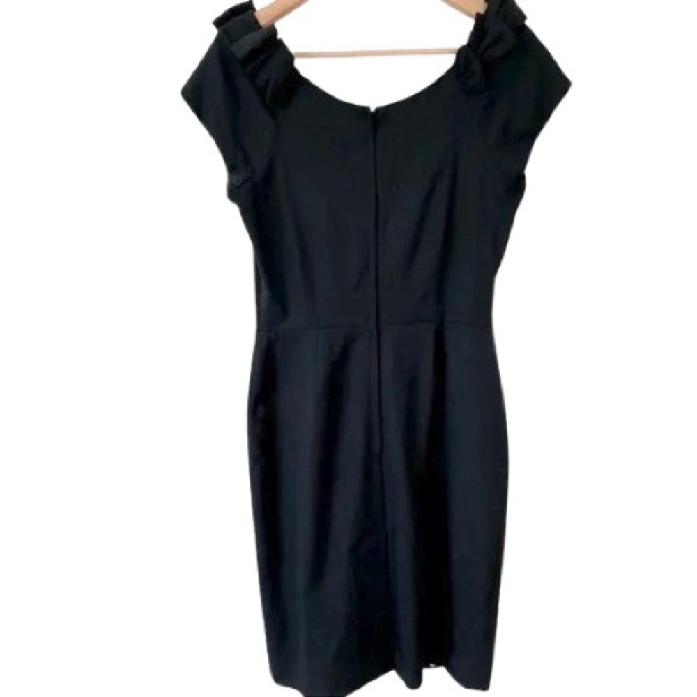 Kate Spade Black Wool Wiggle Sheath Miriam Dress with Bows at Neckline - Picture 3 of 5